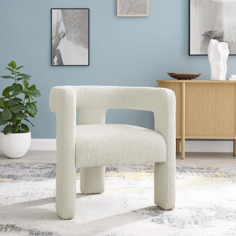 Modway Kayla Boucle Upholstered Armchair, Ivory