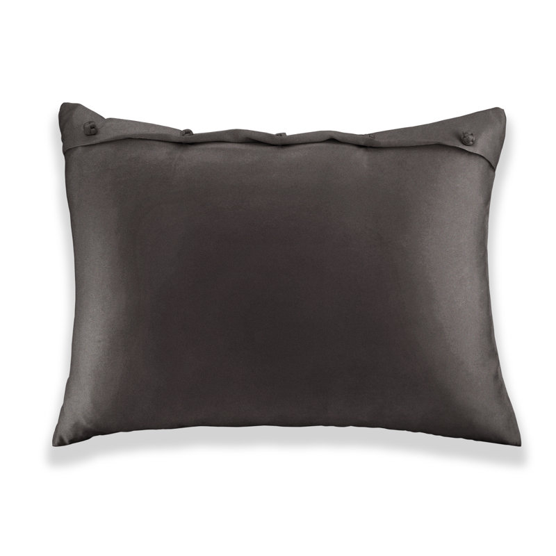 Taie décorative en soie Charmeuse, Rectangle H 20 po x l 26 po, Anthracite