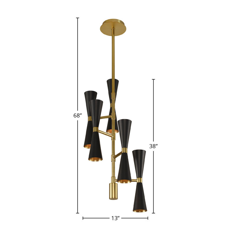 Milo 10 LT noir mat avec lustre en laiton rétro Kalco, Noir