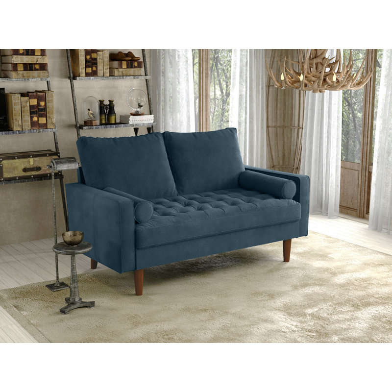 Drus 58" Square Arm Sofa Loveseat, Olive Greenv