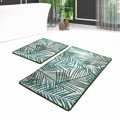 Antibacterial Bathmat Set (2 Pieces), 100% Polyester, 19.7 x 23.6 inches & 23.6 x 39.4 inches | Non-Slip Underside, Pile Height: 0.4 inches | Machine Washable, Soft and Durable, Ideal for Bathroom Safety & Comfort