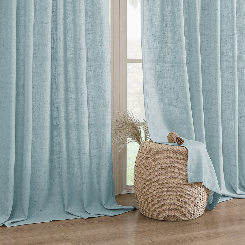 Thick Linen Farmhouse Window Curtain Drapes Linen Curtains 84 Inch Length for Living Room 96 Inches Grommet for Farmhouse Textured Curtains 2 Panels Set