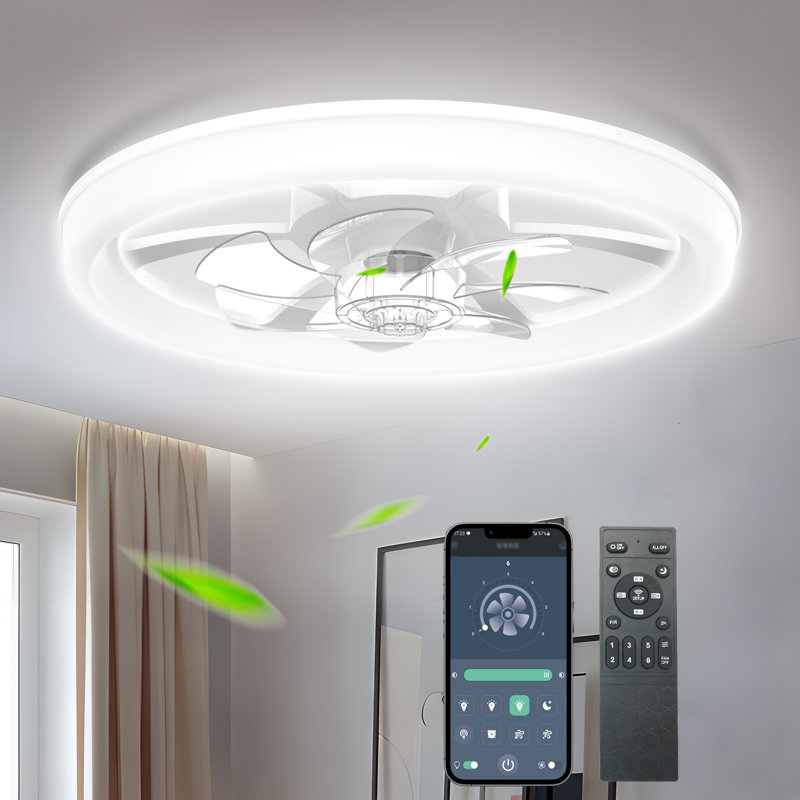 Ventilateur de plafond avec télécommande, température de couleur à 3 DEL, moteur CA silencieux à 6 vitesses, réglage de la minuterie, luminosité réglable