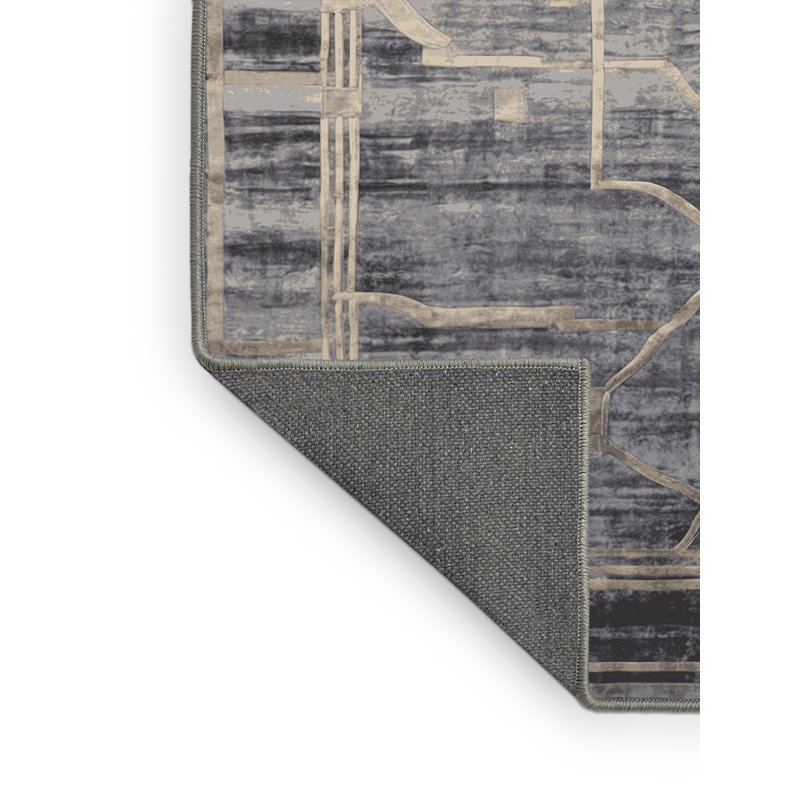 Tapis gris soyeux et moelleux, Rectangle 8 pi x 10 pi