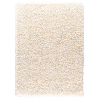 Verona Thick Cream Shaggy Area Rug – Soft Pile, Non-Slip, Durable Polypropylene Carpet for Living Room, Bedroom & Hallway
