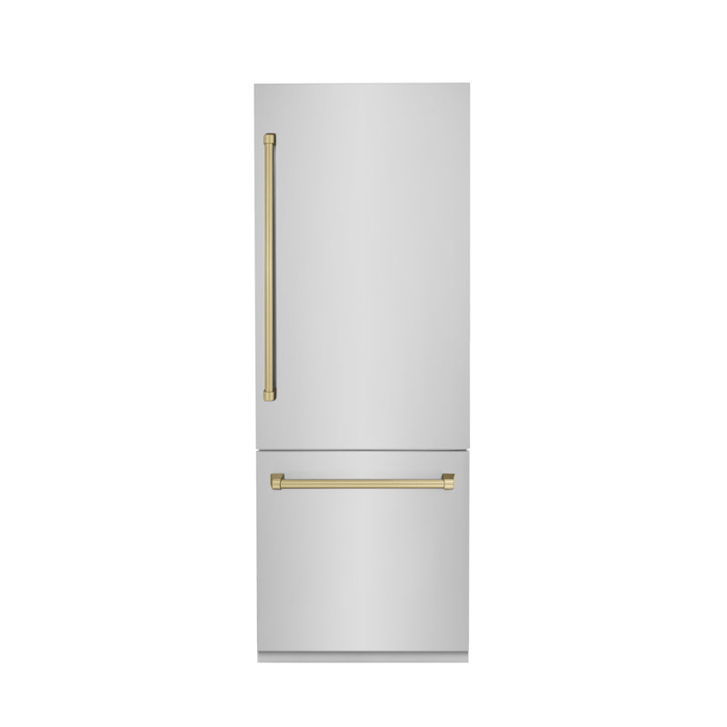 ZLINE Autograph Edition 30 in. 16.1 cu. ft. Built-In Bottom Freezer Refrigerator with Water Dispenser and Ice Maker