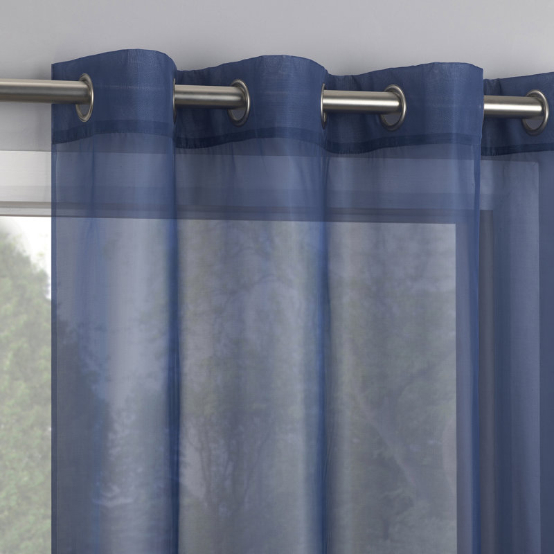 Panneau de rideau simple diaphane avec œillets - Basics by Wayfair ™, L 59 po x L 84 po, Bleu royal