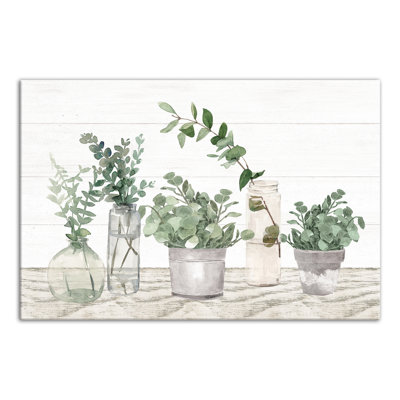 Pots de verre avec plantes, reproduction sur toile