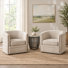 Fauteuil demi-tonneau pivotant à 360 degrés avec capitonnage et têtes de clou Arazia, taupe Lavaca