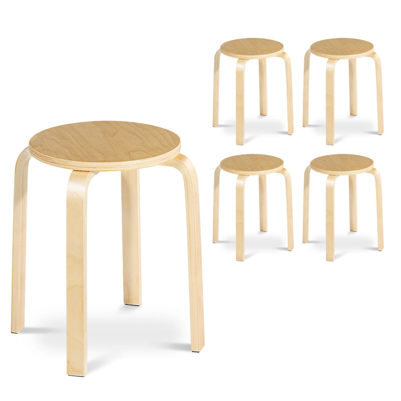 Tabouret court en bois massif, Naturel