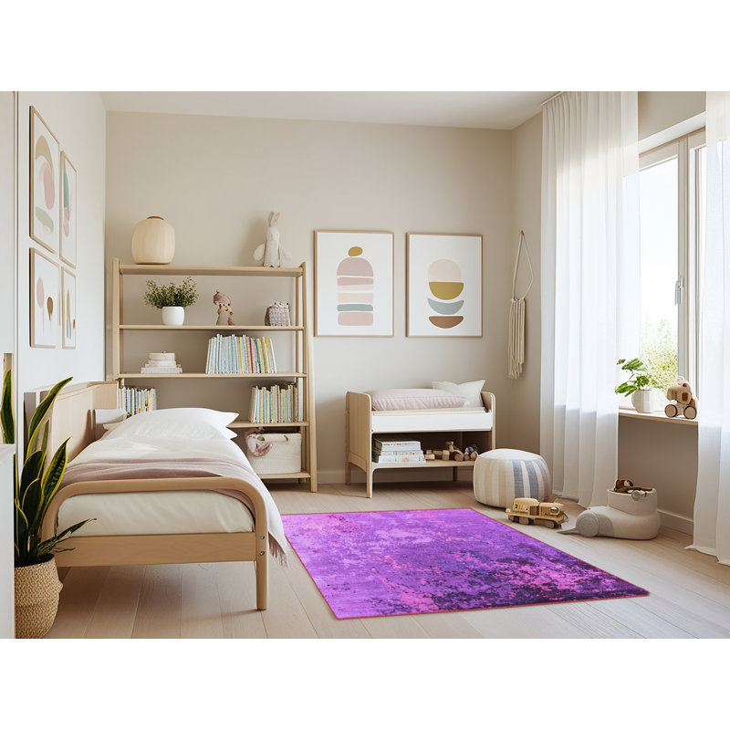Tapis mauve Mid-Century 2534, Rectangle 3 pi x 5 pi
