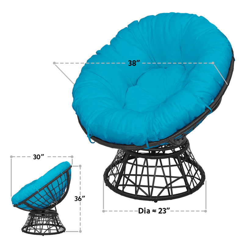 Ahouh Swivel Wicker Outdoor Lounge Chair, Aqua