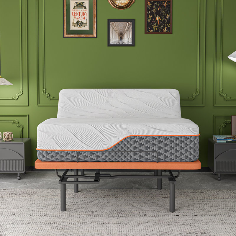 Split King Adjustable Bed with Pillow Tilt, 12 Inch Hybrid Mattress, Dual Massage & Wireless Remote, App Control, Underbed Light, USB & Type C Ports on both sides