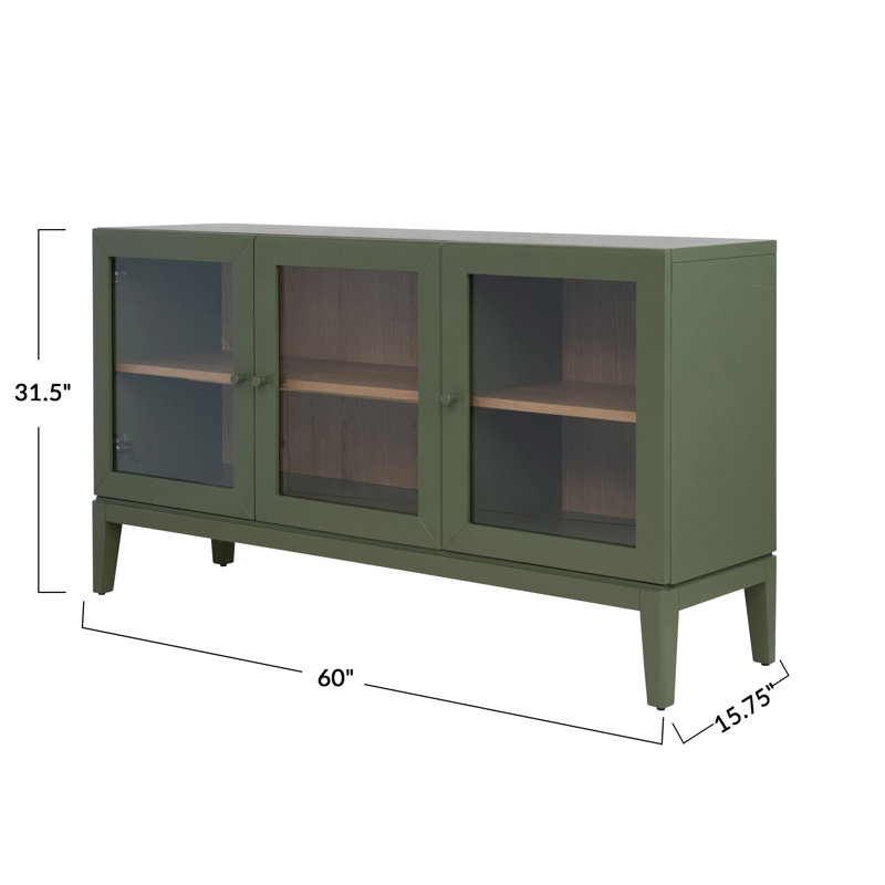 Buffet en bois avec portes en verre et intérieur en placage de chêne