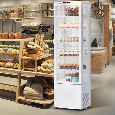 Countertop Commercial Refrigerator with LED, Frost-Free, Sliding Glass Door – 10.9 Cu.Ft. Pastry Display Case, 5-Tier, for Bakery, Cafe, or Restaurant, White