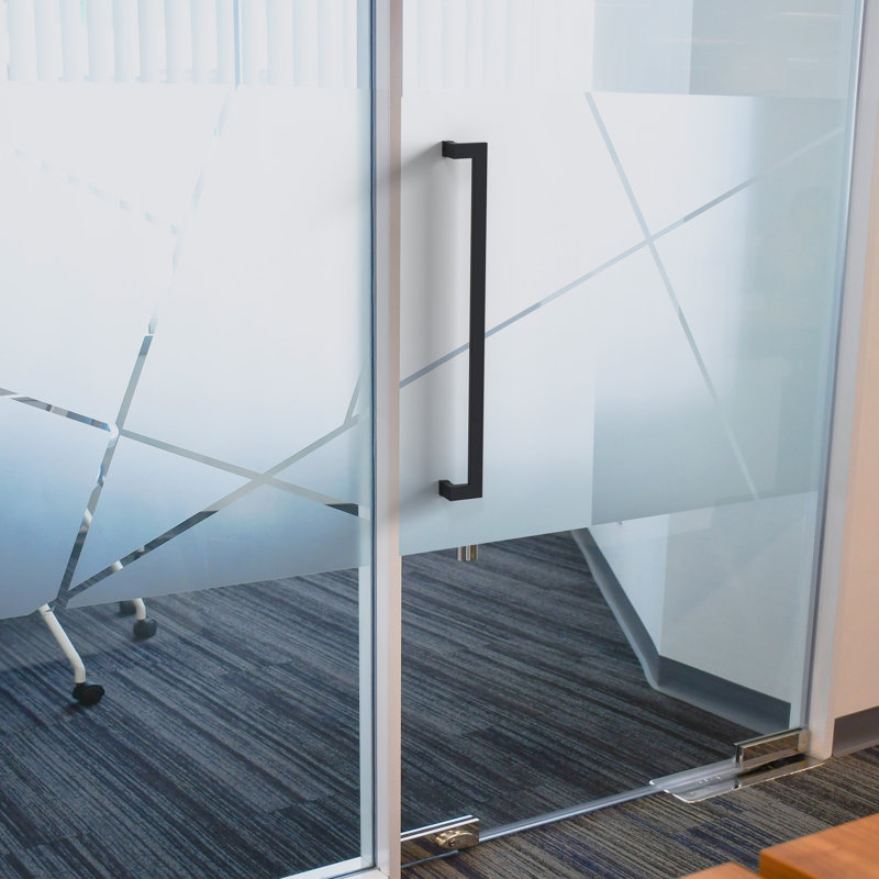 Poignée de porte noire matte à pousser / tirer - Poignée de porte longue contemporaine en acier inoxydable à poussoir pour porte d'entrée en verre