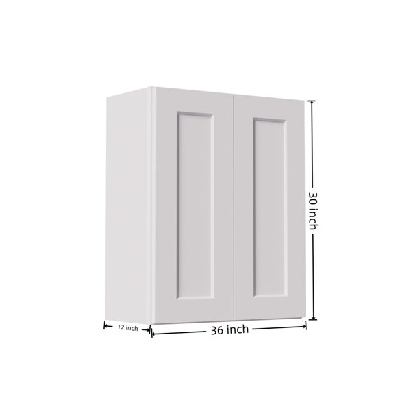 Latitude Run® 36 Inch White Shaker Double Door Wall Cabinet Solid Wood ...