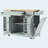 Fluted Kitchen Island with Trash Can Storage Cabinet, Power Outlet, Internal Storage Rack, Rolling Kitchen Islands on 5 Wheels with 3 Drawer, 3 Open Side Racks for 10 Gallon Garbage Bin,Grey Blue-1389211614
