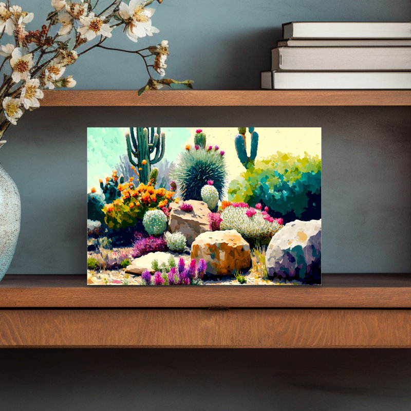 Cactus jardin contemporain vibrant abstrait Cactus paysage de nature succulente