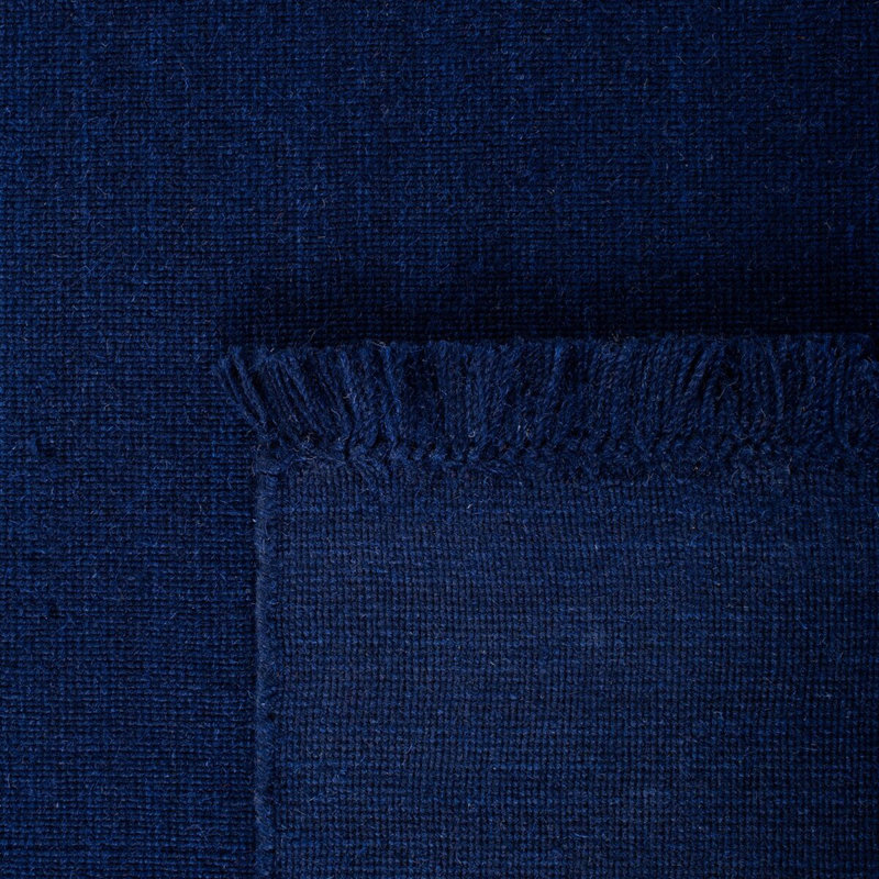 Handmade Navy Wool Rectangular 4' x 6' Rug