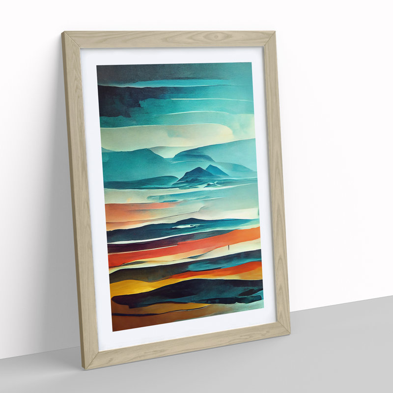 Mountain Landscape in Abstract No.3 - Framed Print, 64cm H x 46cm W x 2cm D, Oak
