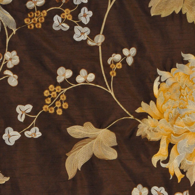 Luxe Floral Fabric, Brown/Yellow