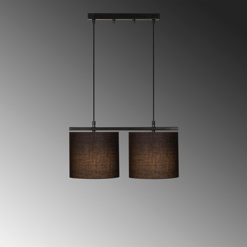 Luminaire suspendu tambour pour îlot de cuisine 2 lumières Bartels, Noir