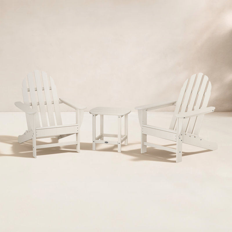 Classic Adirondack 3-Piece Set with South Beach 18" Side Table, Sand