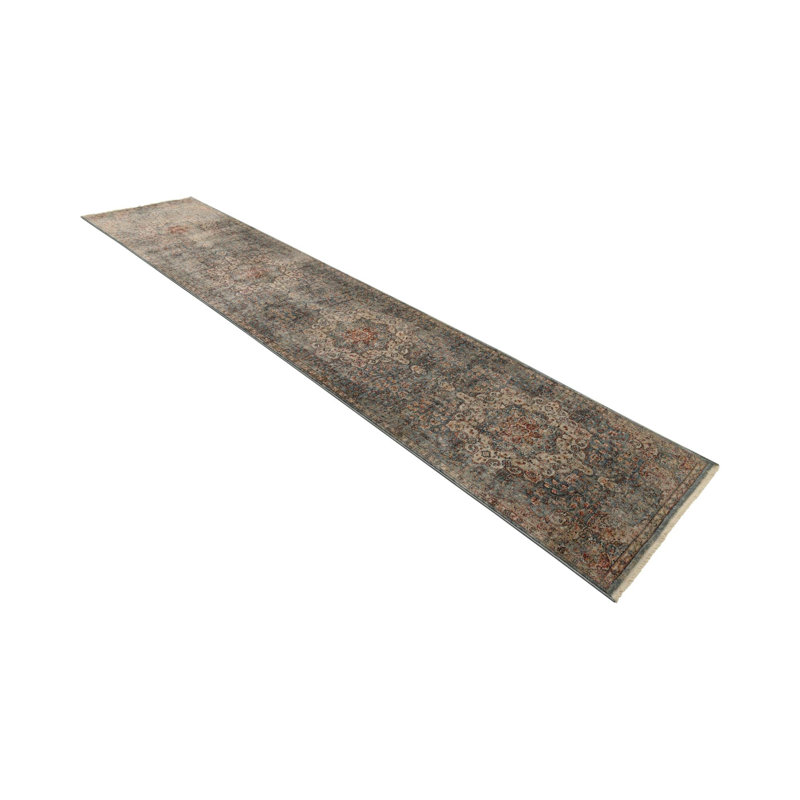 Kaleigh Oriental Blue/Rust/Ivory Area Rug, Runner 2'7" x 13'1"