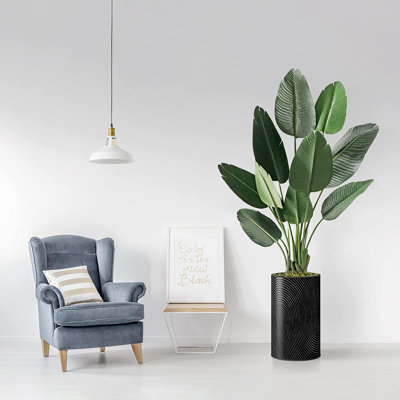 Arbre artificiel en pot, faux oiseau de paradis en soie, décoration de la maison (pot et arbre)