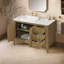 OVE Decors Meuble-lavabo sur pied en chêne brun clair avec comptoir en quartz blanc