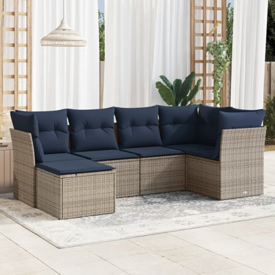 Ensemble de canapé de patio 6 pièces avec coussins pour l'extérieur