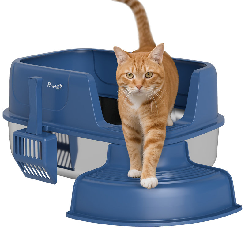 Bac à litière pour chat en acier inoxydable