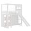 Lit mezzanine en bois avec garde-robe, tablettes de rangement, glissoire et DEL