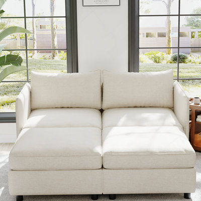 Causeuse Mid-Century moderne avec rangement, conception modulaire pour petits espaces et utilisation polyvalente dans le salon ou la chambre à coucher