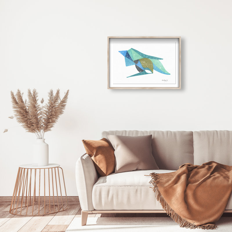 Manuel Roman - Azules Y Aquas Print by Oliver Gal, 25.5"H x 37.5"W, Natural Oak Shadowbox
