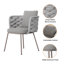 Ensemble 2 pièces de chaises de patio d'extérieur en aluminium tissé avec corde de style Mid-Century gris