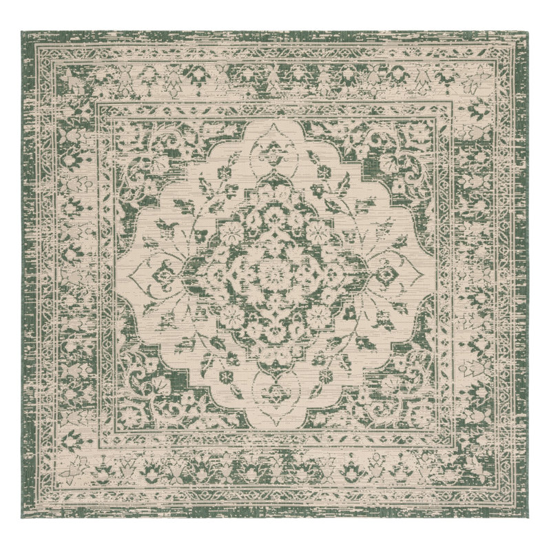 Flynt Hand Tufted Oriental Indoor/Outdoor Area Rug, Square 6'7"