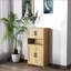 Cabinets with 4 Woven Rattan Doors &amp; Adjustable Shelves - Mid-Century | Beige | Particle Board