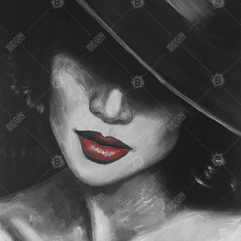 " Mysterious Red Lips Lady "