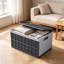 Caisse de rangement pliable et empilable en plastique avec couvercle et poignées de transport, bac de rangement pliable pour la maison, le garage, le placard et les articles ménagers