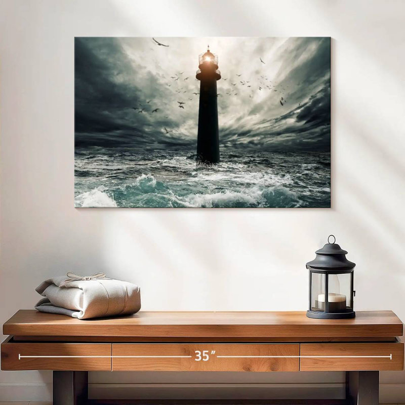 Aletra Lighthouse In The Storm, 16" H x 24" W