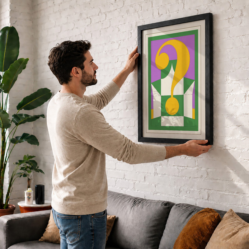 Inquiry Geometric - Framed Print, A3 - 42.0 x 29.7 cm, White