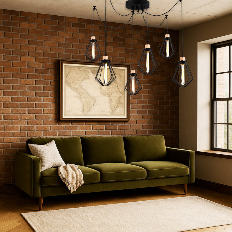 Adjustable Height Metal Body 6 Lights Chandelier