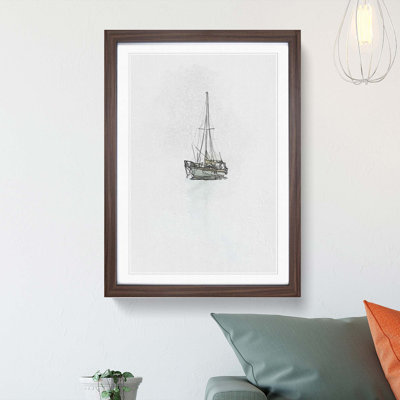 Sailboat in the Fog in Abstract - Picture Frame Graphic Art Print