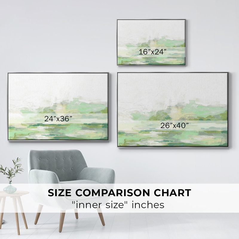 Green Mist Vista II, reproduction d'art sur toile, H 17 po x l 25 po x P 2 po, Argent