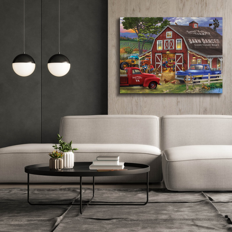 «The Barn Dance» par Bigelow, illustrations sur toile, H 40 po x l 54 po x P 1,5 po