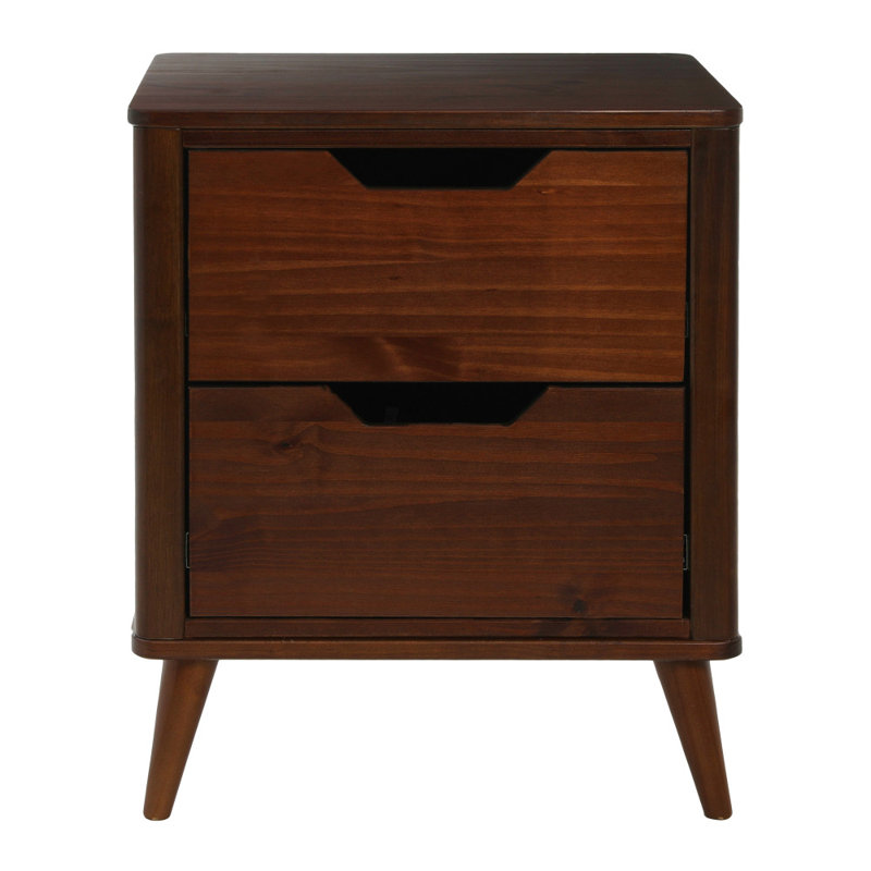 Yume 21.18'' W Solid Wood Nightstand, Mid Brown Stained