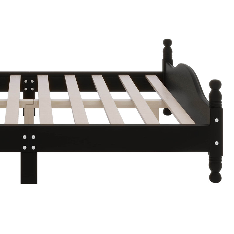 Base de lit plateforme en bois durable, Noir, Grand lit