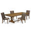 Cet ensemble de salle à manger 5 pièces comprend une table en bois et 4 chaises de cuisine en tissu de lin brun avec dossier capitonné - finition noyer antique.-132593844-103663210-103663206